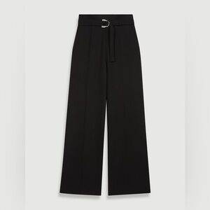 Maje Wide Belted Trousers - Dark Navy